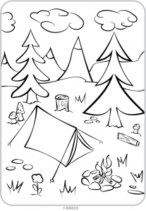 Ausmalseite - Camping Ausflug