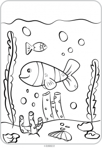 Ausmaleseite - Unter Wasser